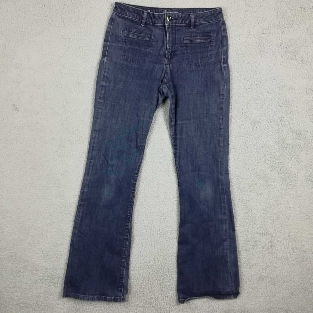 Decree Womens Jeans Trouser Flare Blue Denim Dark Wash Mid Rise Stretch 9